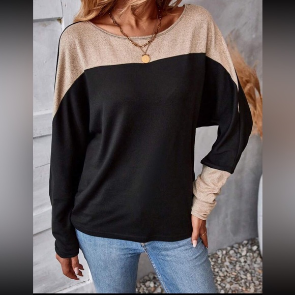 Boho two tone batwing sleeve blouse - Picture 3 of 6